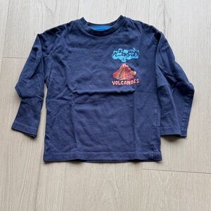 Mini Boden Navy Volcano Graphic Long Sleeve Tee